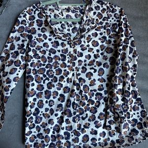 Crewcuts ivory/navy animal print top - size 14